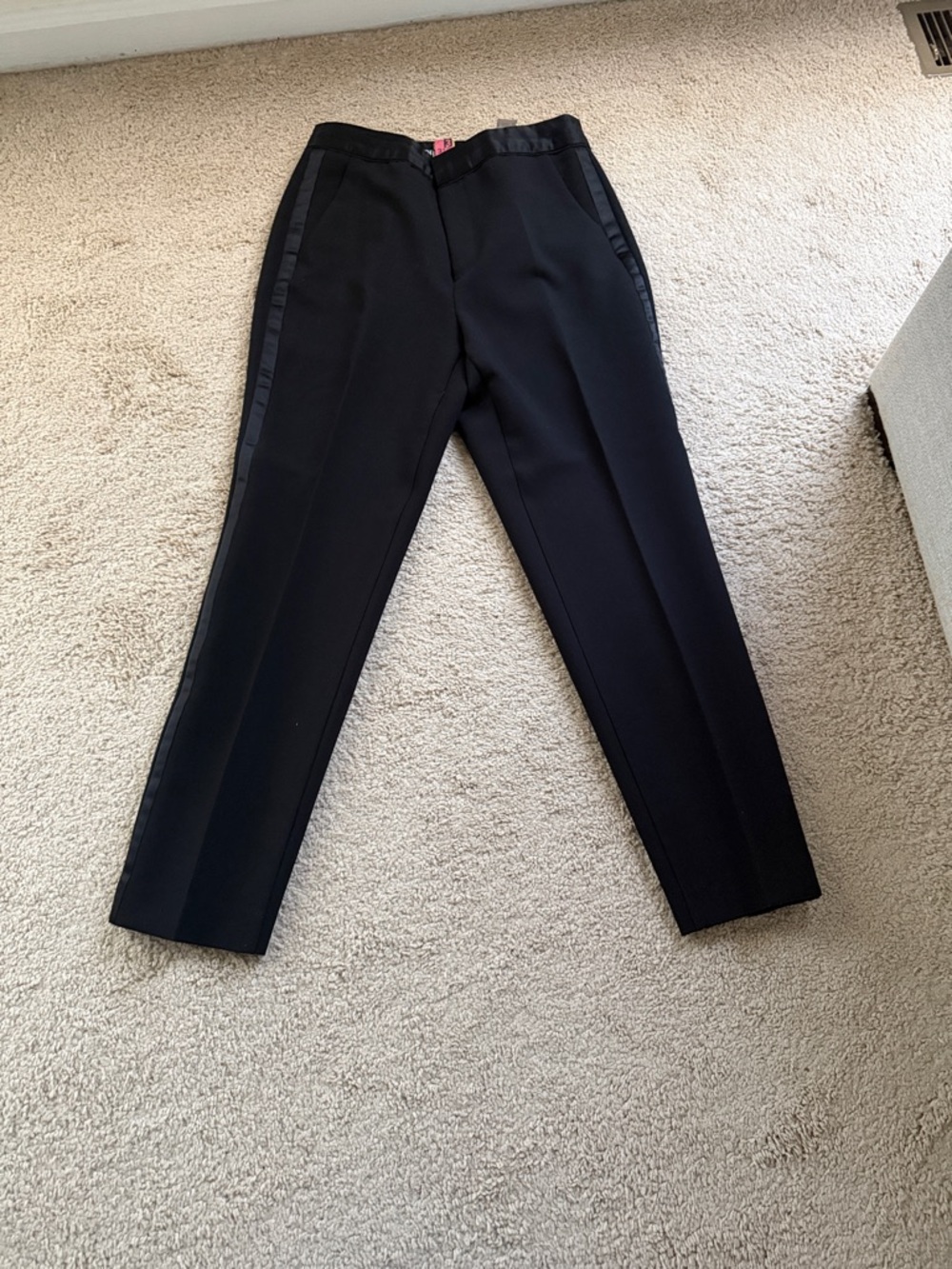 Zara Black Cropped Dress Pants with Side Satin Stripe